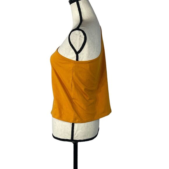 Bar III Medium Cropped Top One-Shoulder Cap Sleeve Stretch Dark Yellow - Picture 4 of 7